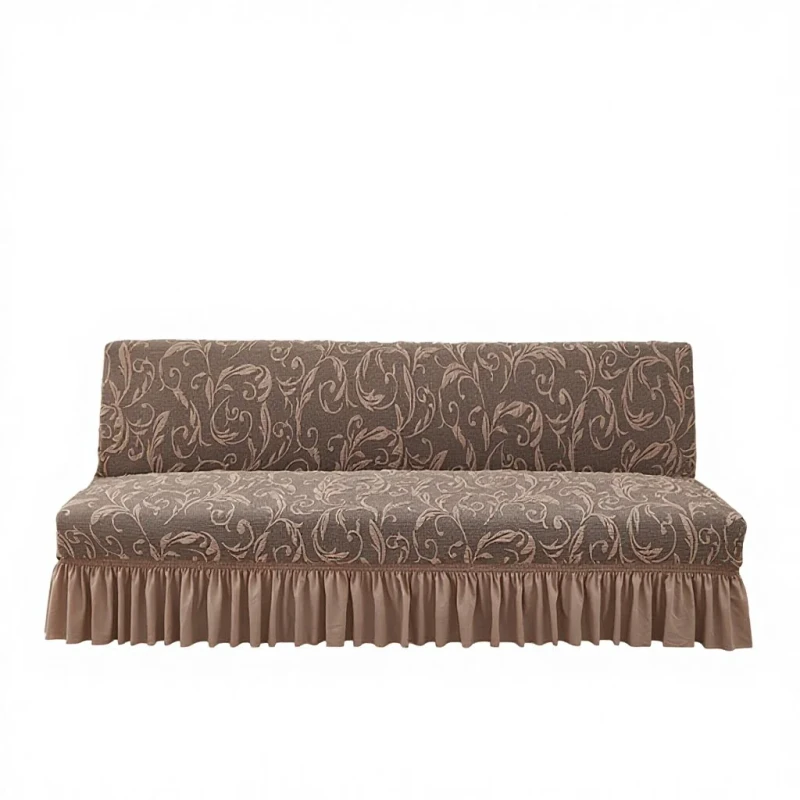 Cross-Border-Exclusive-Thickened-Knitted-Jacquard-Plants-Flowers-Pattern-Sofa-Bed-Cover-Skirt-Style-Armless-Foldable