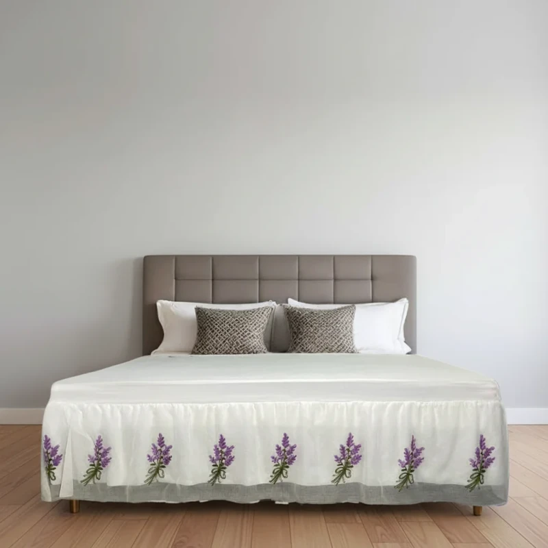 Cross-Border-Modern-100-Polyester-Fibre-Anti-Dust-Mite-Embroidered-Bed-Apron-Girls-Style-Tight-Three-Sided-Skirt-for-Hotel