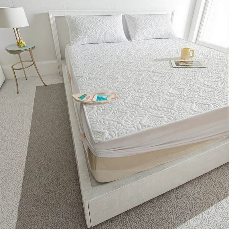 Cross-Border-Trade-Polyester-Cotton-Blend-Waterproof-Urine-Barrier-Quilted-Mattress-Cover-Full-Coverage-Mattress-Protector