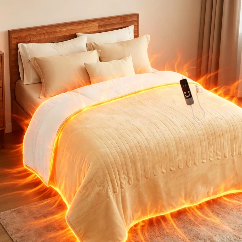 Cross-border-Comfortable-Flannel-Electric-Heated-Blanket-Folded-Double-Single-Customizable-Smart-Temperature-Control-110V-220g
