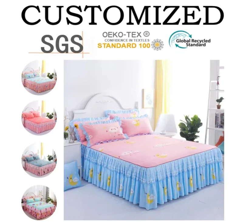 Cross-border-Skin-friendly-Polyester-Lace-Princess-Bed-Skirt-Single-Anti-slip-Double-layer-200TC-Home-Wedding-Use
