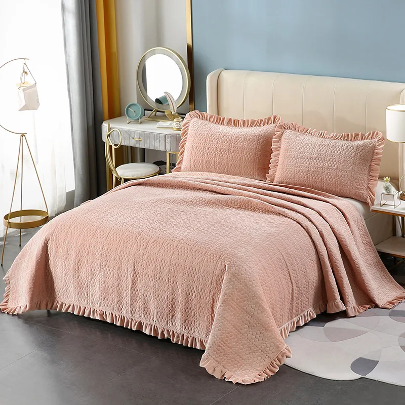 Crystal-Velvet-Bed-Cover-Three-Piece-Solid-Color-Quilted-Quilt-Bedding-Set