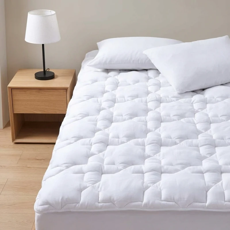 Custom-100-Cotton-Quilted-Breathable-Mattress-Pad-Thick-Protector-with-Down-Alternative-Fill-for-Bedroom-Hotel-Home-OEM-ODM
