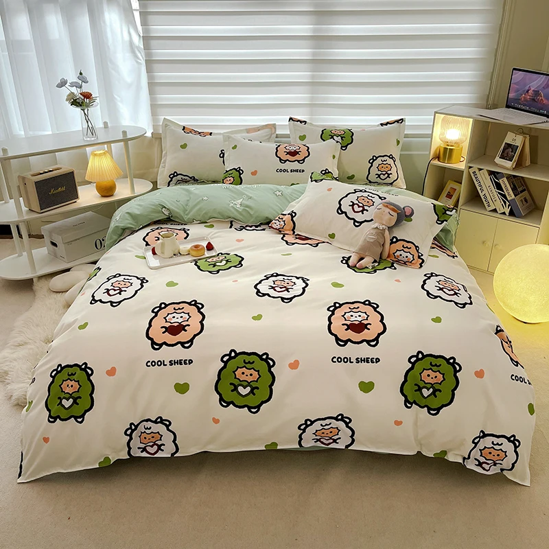 Custom-100-Polyester-Fibre-Bedding-Comfortable-Skin-Friendly-Flower-Pattern-Print-Four-Piece-Bedroom-Set