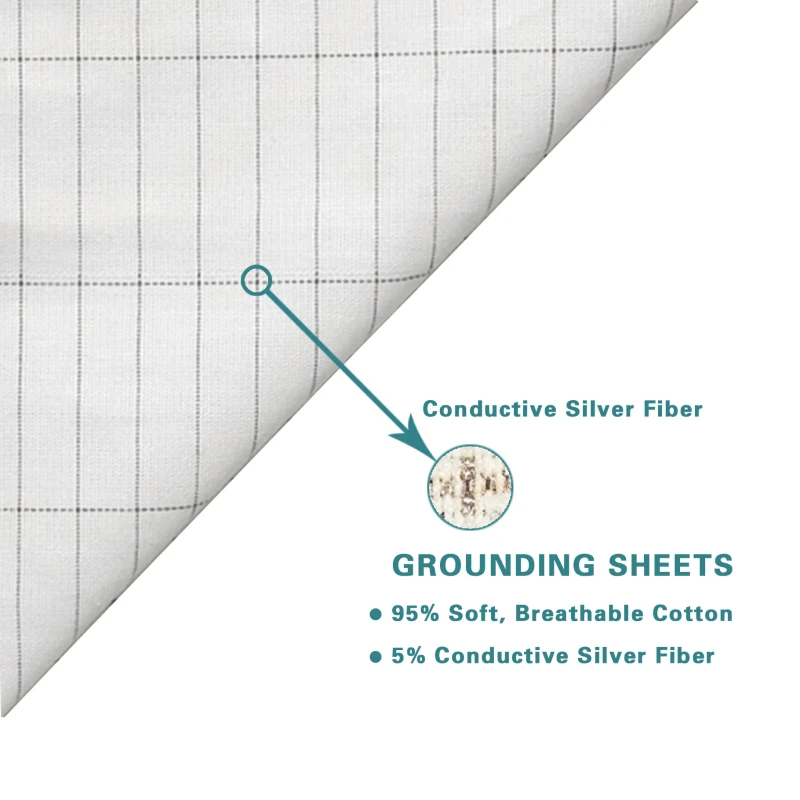 Custom-15-Ft-Silver-Cotton-Grounding-Earthing-Bed-Sheets-White-Gray-Woven-for-Better-Sleep-US-Sockets-Safety