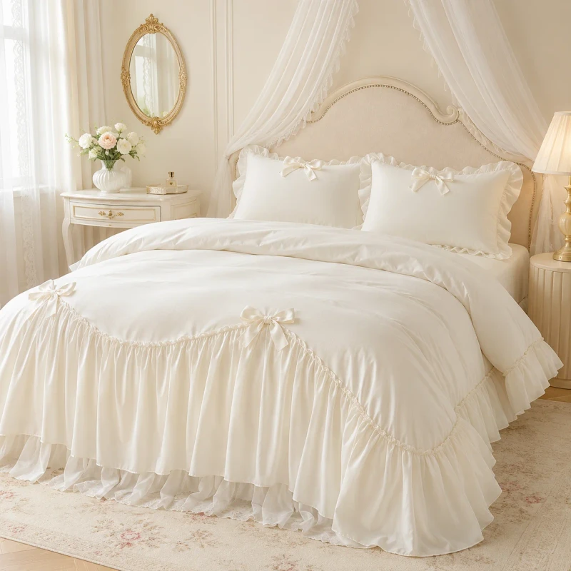 Custom-3-Piece-Ruffle-Bow-Duvet-Cover-Set-Princess-Style-Soft-Microfiber-Bedding-Set-with-2-Pillowcases
