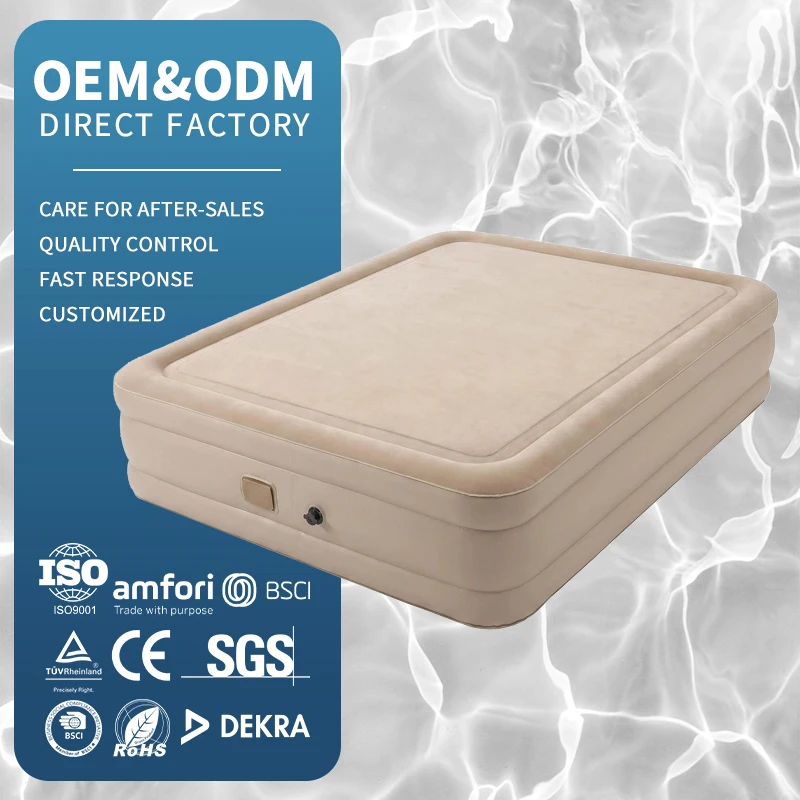 Custom-35cm-High-PVC-Flocking-Foldable-Leakproof-Portable-Indoor-Airbed-Outdoor-Camping-Sleeping-Inflatable-Bed-Mattress-Built