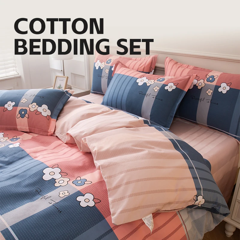 Custom-4-Pcs-Bed-Sheet-Duvet-Cover-100-Cotton-Bedding-Set-King-Size-Queen-Size-Full-Sheets-Sets-Super-Soft-Luxury