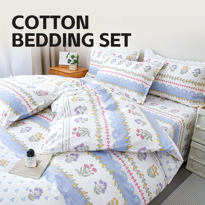 Custom-4-Pcs-Bed-Sheet-Duvet-Cover-100-Cotton-Bedding-Set-Twin-Size-Full-Size-Queen-Sheets-Sets-Super-Soft-Luxury