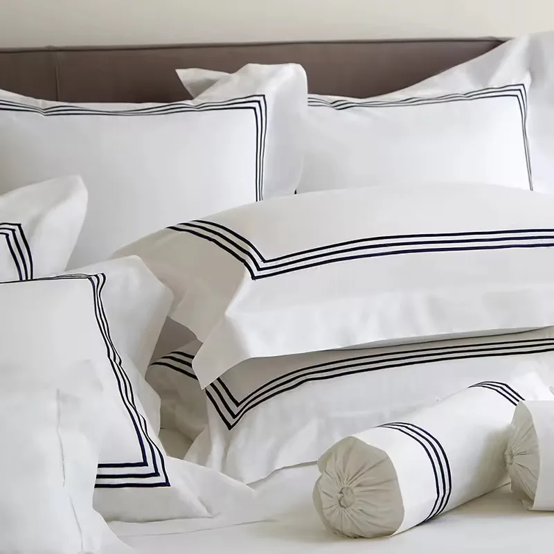Custom-4-Piece-Woven-Solid-Eco-Friendly-200TC-Hotel-Quality-Comfortable-Breathable-Cotton-Embroidered-Pillowcase-Bed