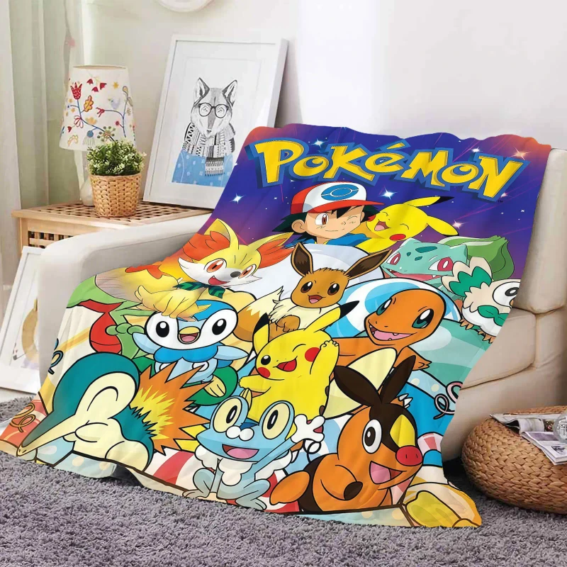 Custom-Anime-Pokemoned-Pikachued-Cartoon-Child-Baby-Blanket-Soft-Cozy-Quilt-Sofa-Bed-Throw-Travel-Plush-Blankets
