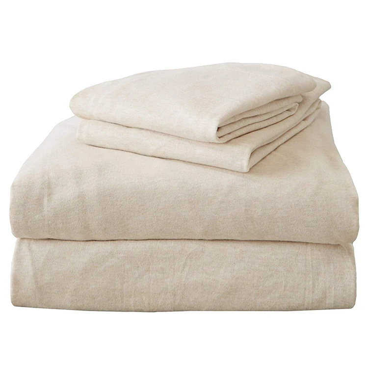 Custom-Bedding-Set-Low-MOQ-100-Cotton-Melange-Solid-Jersey-Fabric-Pillow-Case-Fitted-Bed-Sheet