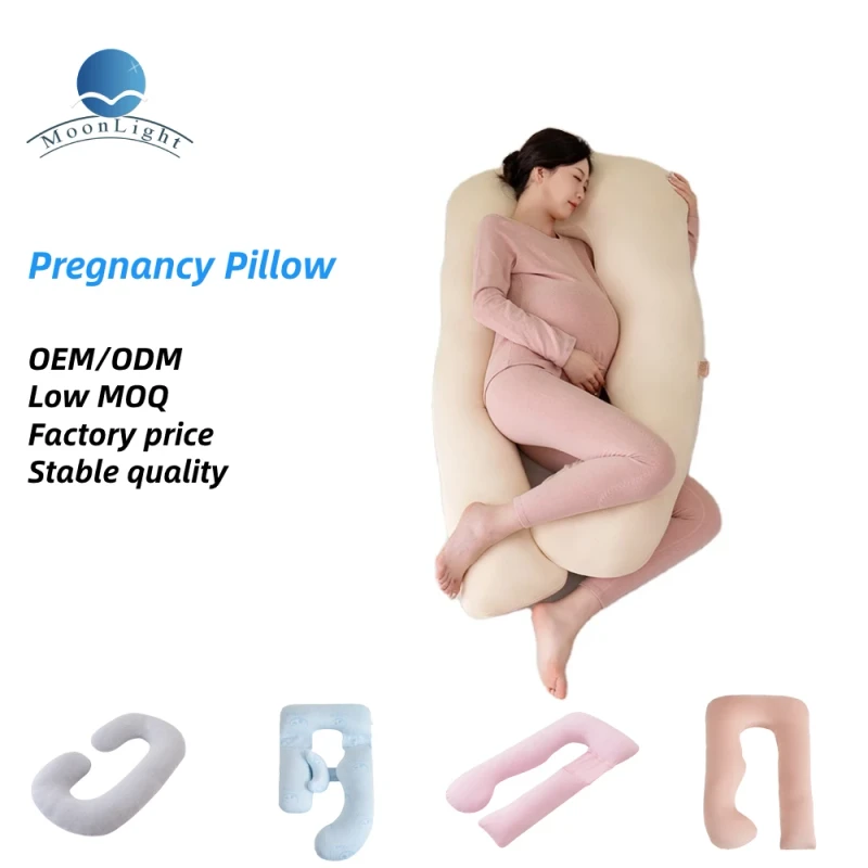Custom-Beige-U-Shaped-Maternity-Pregnancy-Pillow-Full-Body-Support-PP-Cotton-Filling-Organic-Removable-Cover-For-Sleeping