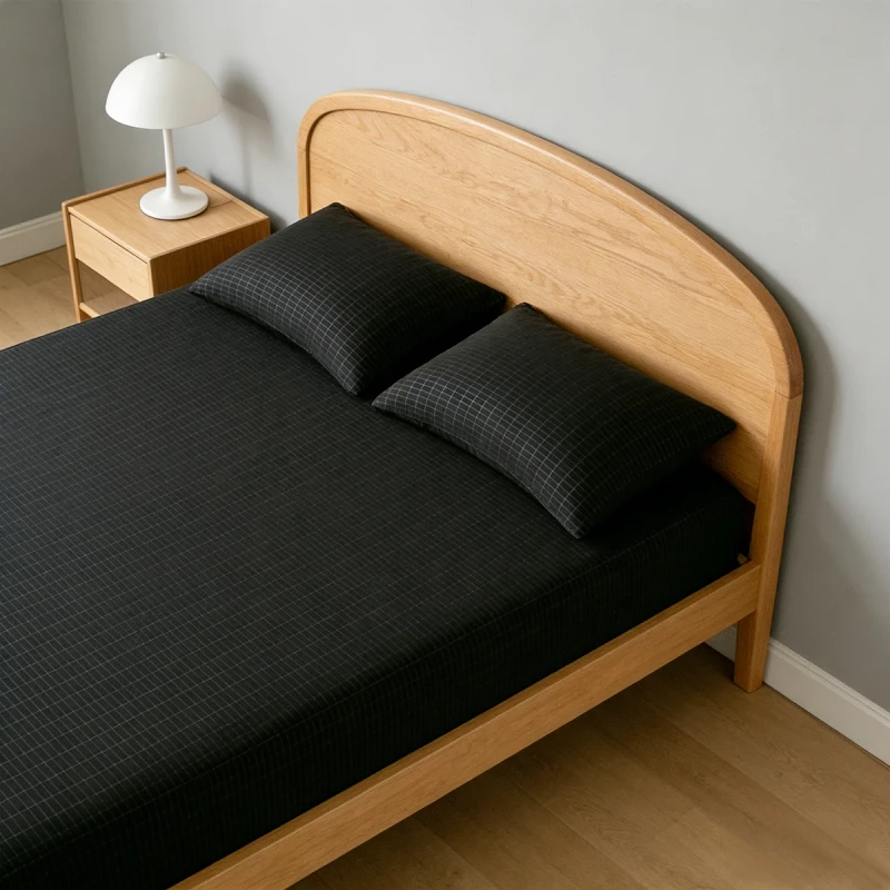 Custom-Black-Grounding-Sheets-20-Pure-Silver-Fiber-80-Organic-Cotton-Grounded-Sheet-Earth-Connected-Bedding-Fitted-Sheets