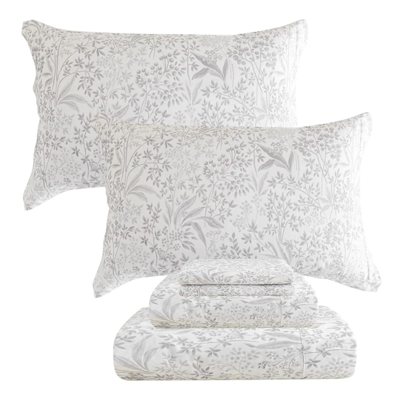 Custom-Breathable-Easy-Care-Extra-Soft-Comfy-Tropical-Plant-Floral-Bedroom-Printed-Cotton-Bed-Sheets-Set