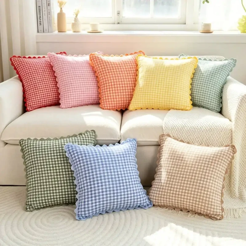 Custom-British-Nordic-Ins-Yarn-Dyed-Gingham-Cushion-Covers-Bohemian-Ric-Rac-Trim-Decorative-Throw-Pillows-for-Sofa-Home-Decor