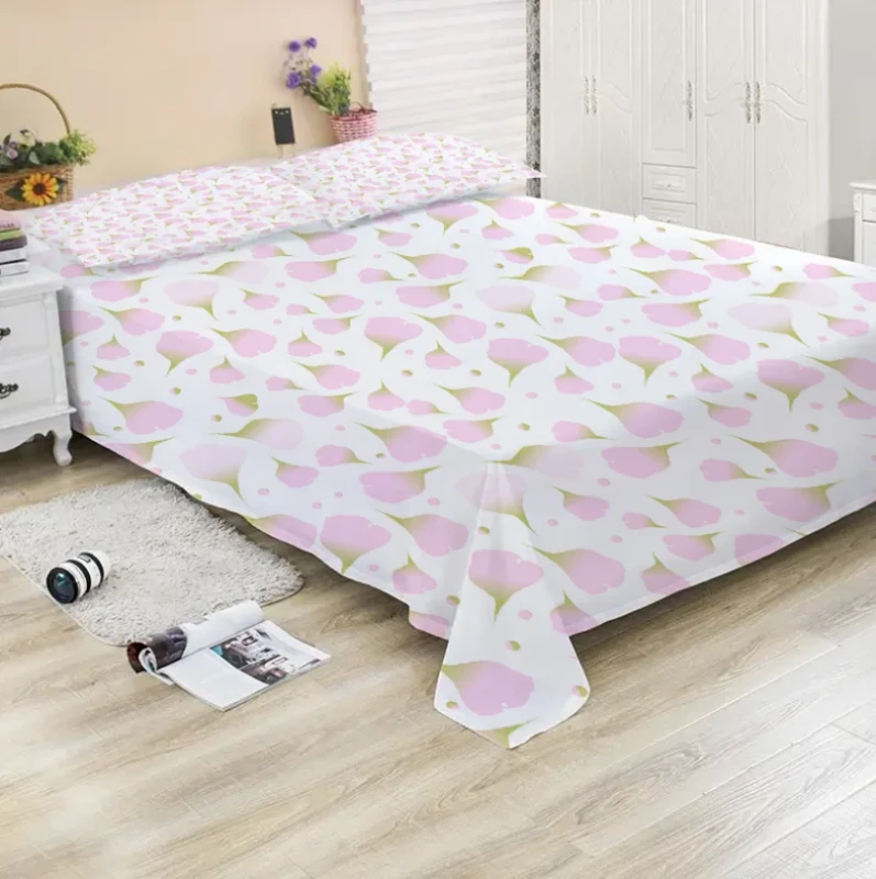 Custom-Cartoon-Logo-Text-Flat-Sheet-Set-Solid-Color-Single-Double-Size-Bed-Sheet-Set-Fitted-Sheet-Set