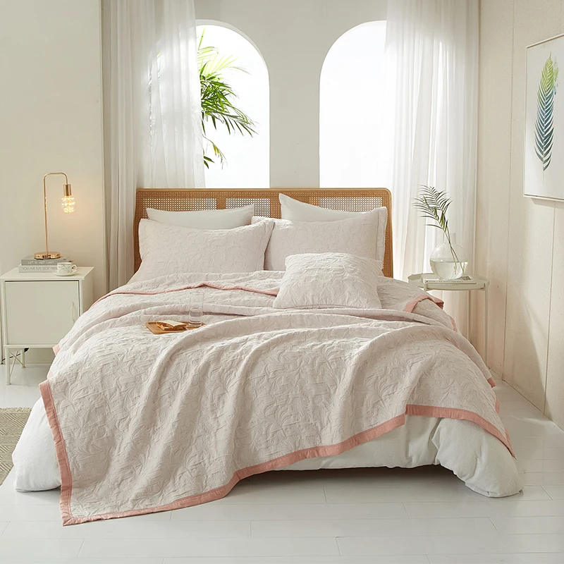 Custom-Color-3pcs-Jacquard-Bedspread-Coverlet-Set-Floral-Printed-King-Size-Cotton-Quilts-Bedding-Luxury-Hotel-Style