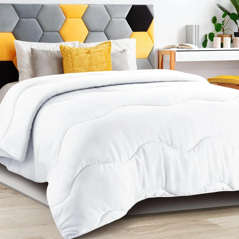 Custom-Comfortable-Down-Alternative-Polyester-Fiber-Comforter-Quilted-Comforter-King-White-Bed-Summer-Cooling
