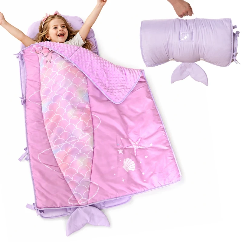 Custom-Cooling-Mermaid-Toddler-Nap-Mat-with-Removable-Minky-Blanket-and-Pillow-for-Kids-Sleeping-Pad-for-Girls-Daycare-and-Preschool