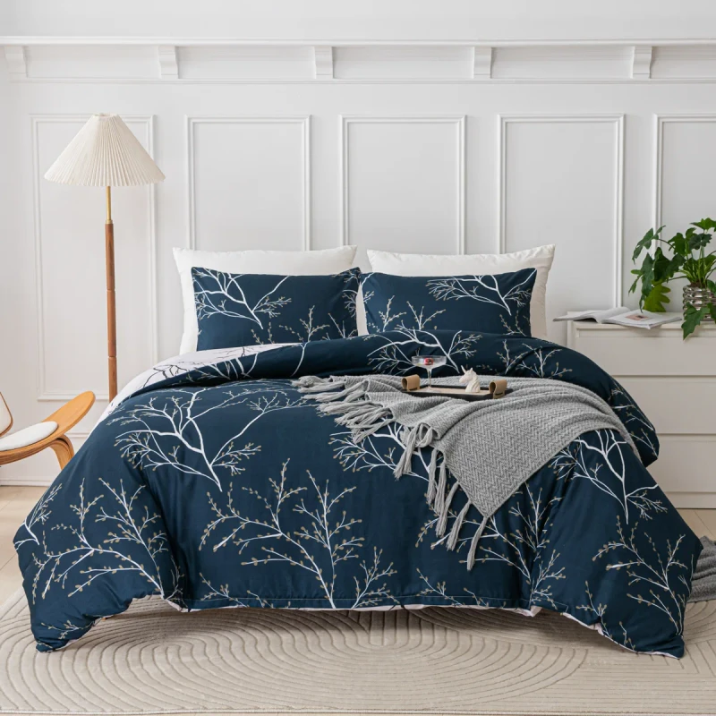 Custom-Digital-Printing-Luxury-Microfiber-Duvet-Cover-Set-100-Polyester-Bedding-Woven-Plant-Pattern