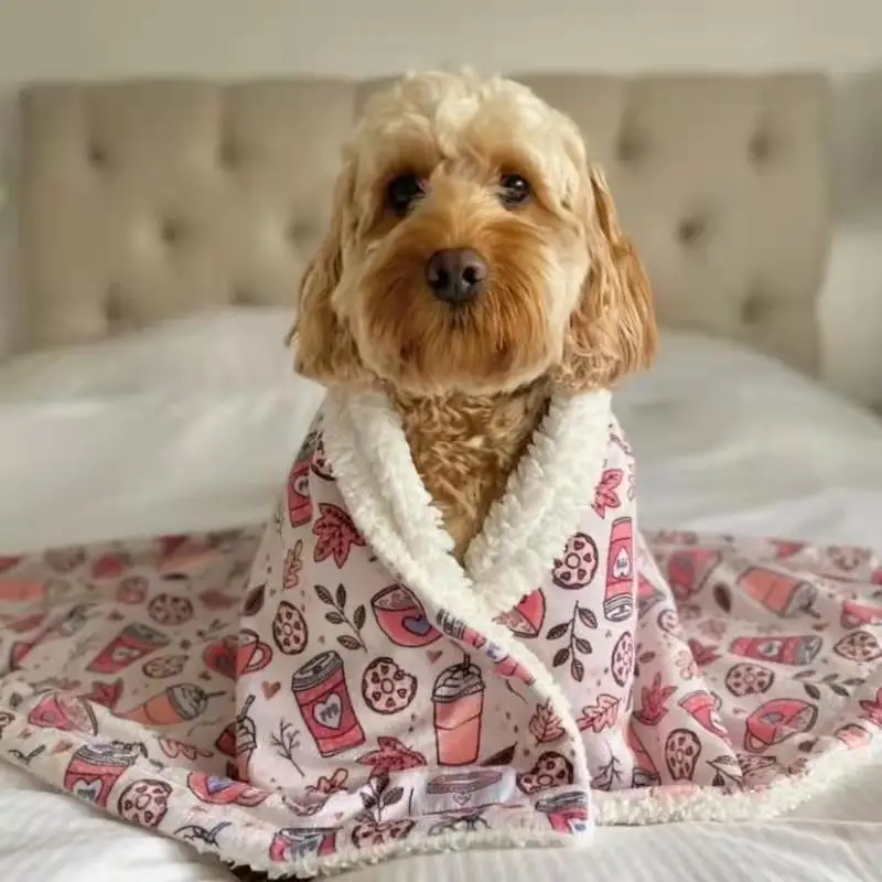 Custom-Dog-Leash-Cute-Cartoon-Printed-Flannel-No-Pull-Adjustable-Dog-Harness-Set-Warm-Thick-Fleece-Sherpa-Pet-Blanket
