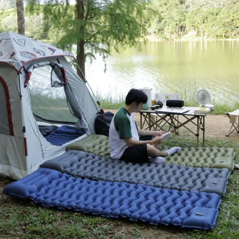 Custom-Durable-Waterproof-Camping-Mattress-Sleeping-Mat-Ultralight-Foot-Press-Inflatable-Camping-Sleeping-Pad-with-Built-in-Pump