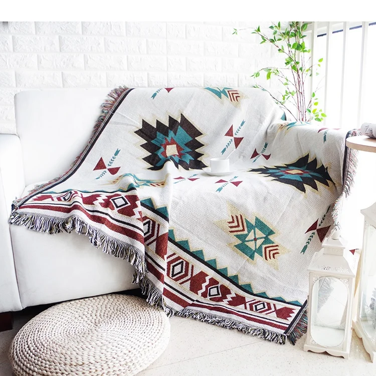Custom-Eco-friendly-Woven-Jacquard-Decorative-Sofa-Soft-Throw-Blanket-Geometric-Flower-Flannel-for-Spring-Winter-Picnics