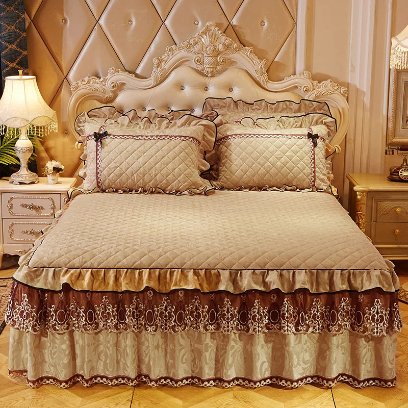 Custom-Embroidery-Bed-Skirt-Bed-Cover-Breathable-Soft-Bedspread-Bedding-for-Home-Use