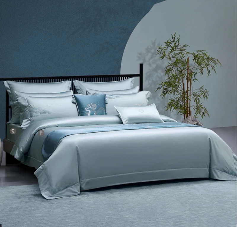 Custom-Embroidery-Luxury-Bedding-Sheet-Set-Solid-Pattern-with-Fabrics-Includes-Pillowcase-Duvet-Cover-for-Home-Use