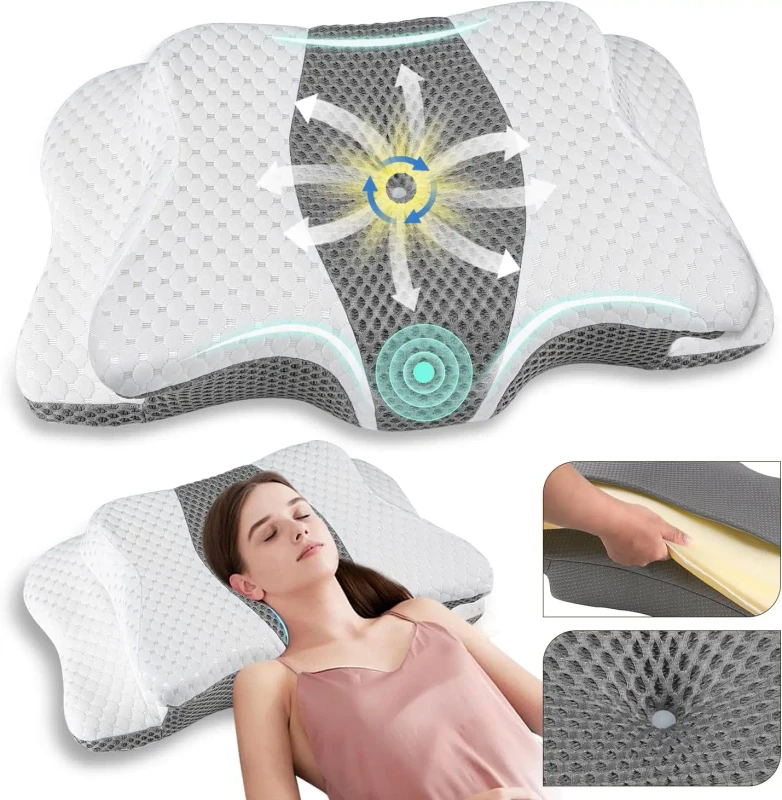 Custom-Ergonomic-Slow-Rebound-Memory-Foam-Pillow-Class-A-Zero-Pressure-Non-Collapsing-Cervical-Support-Pillow