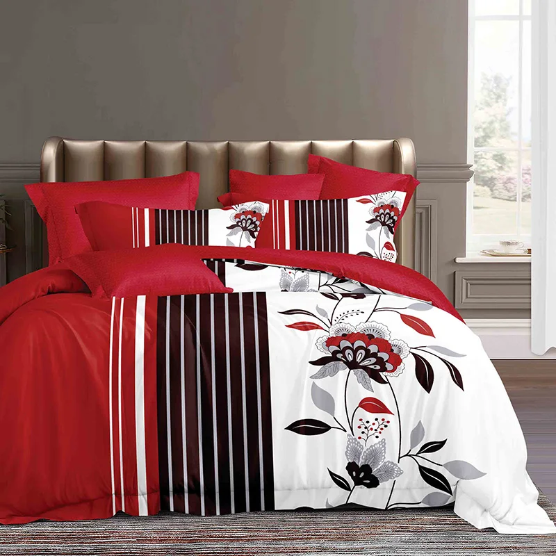 Custom-Flora-Printed-Microfiber-Bedsheet-4pcs-Bed-Sheet-Bedding-Set