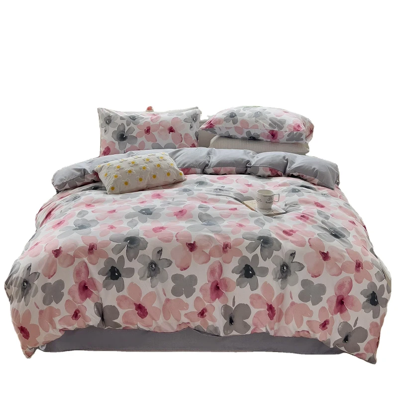 Custom-Floral-Printed-Quilt-Cover-Bedding-Set-With-Pillowcase-Polyester-Microfiber-Bedsheet-Set