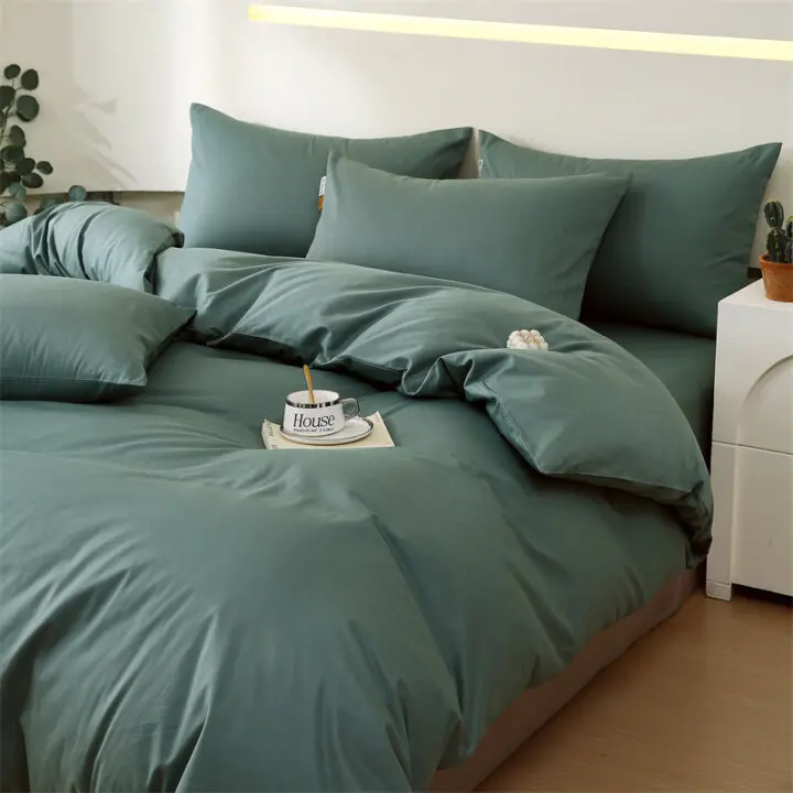 Custom-Four-Piece-Home-Furnishing-Set-Colorful-Solid-300tc-Polyester-Comforter-Cover-Bedding-Set-for-Wedding-Use
