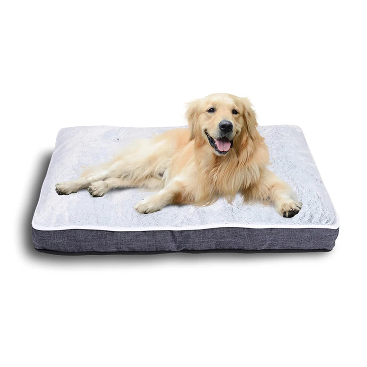 Custom-Grey-Fabric-Printed-logo-Outside-Chew-Proof-Orthopedic-Foam-Large-Dog-Bed-Packable-Durable-Pet-Bed