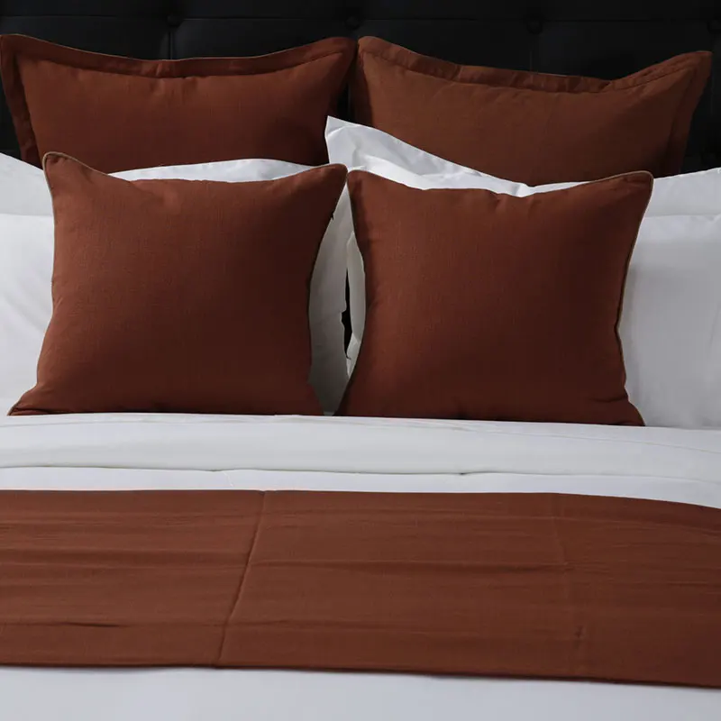 Custom-Hotel-Linen-Bed-Sheet-Quilt-Cover-Dark-Brown-Bed-Runner-for-Hotel-Bedding-Set