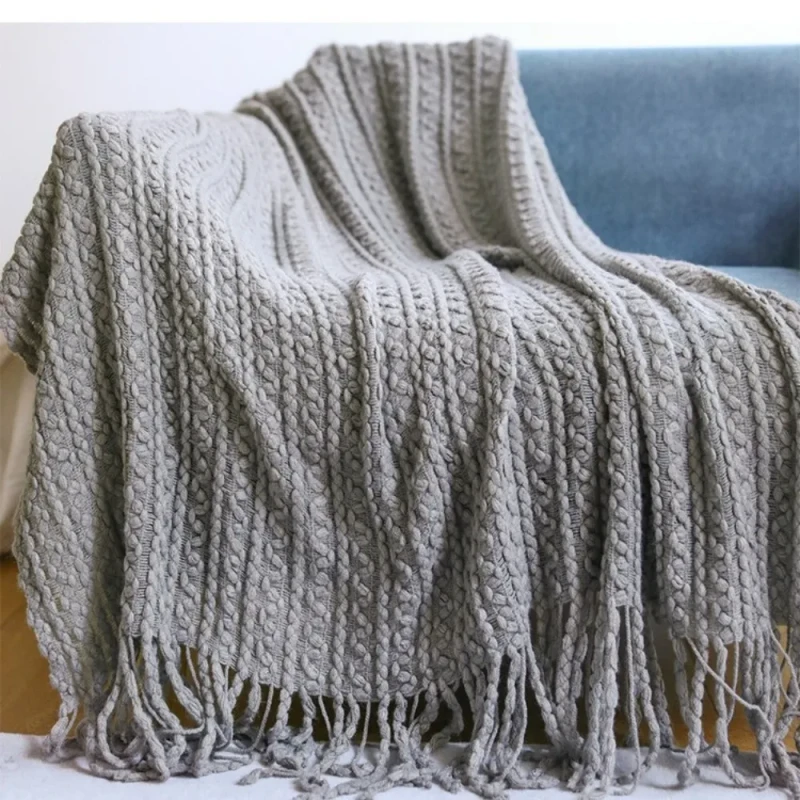 Custom-Jacquard-Knitted-Throw-Blanket-Acrylic-Soft-Warm-Blanket-With-Tassels-For-Hotel-Luxury-Home-Decor