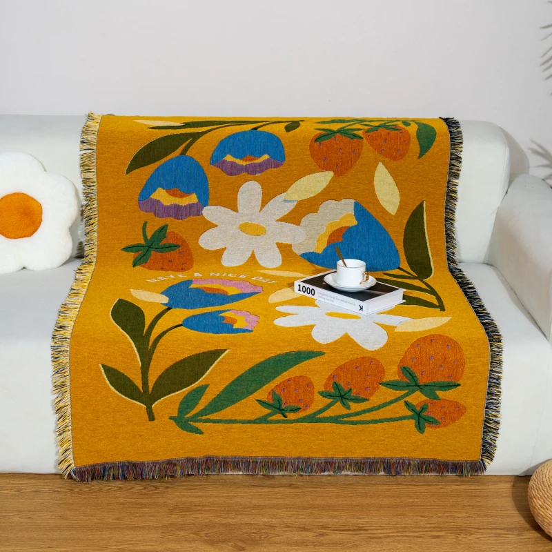 Custom-Jacquard-Woven-Bohemian-Pattern-Tapestry-Bed-Blanket-For-Room-Decoration