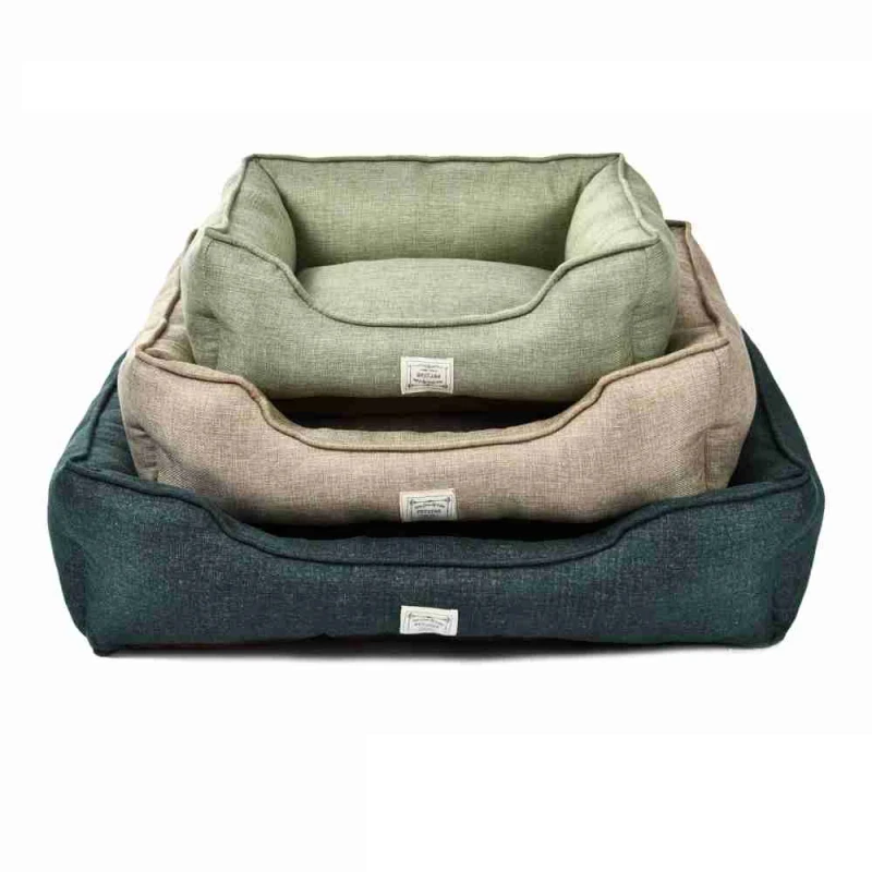 Custom-Linen-Fabric-Washable-Breathable-Chew-Proof-Dog-Bed-Pet-Sofa