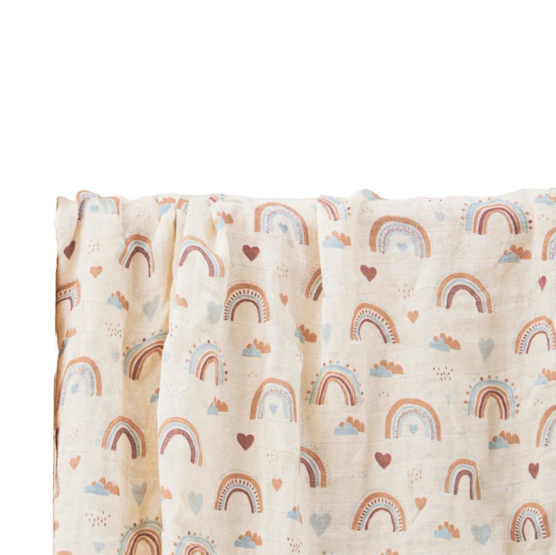 Custom-Logo-Muslin-Swaddle-Bamboo-Cotton-Fabric-Blanket-with-Rainbow-Pattern-Baby-Blanket-for-Muslim-Baby-Bedding