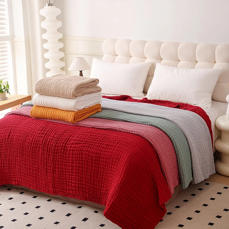 Custom-Made-Cross-Border-Summer-Large-Size-Pure-Cotton-Breathable-Lightweight-Active-Printed-Bed-Cover-Blanket-Plain-Weave