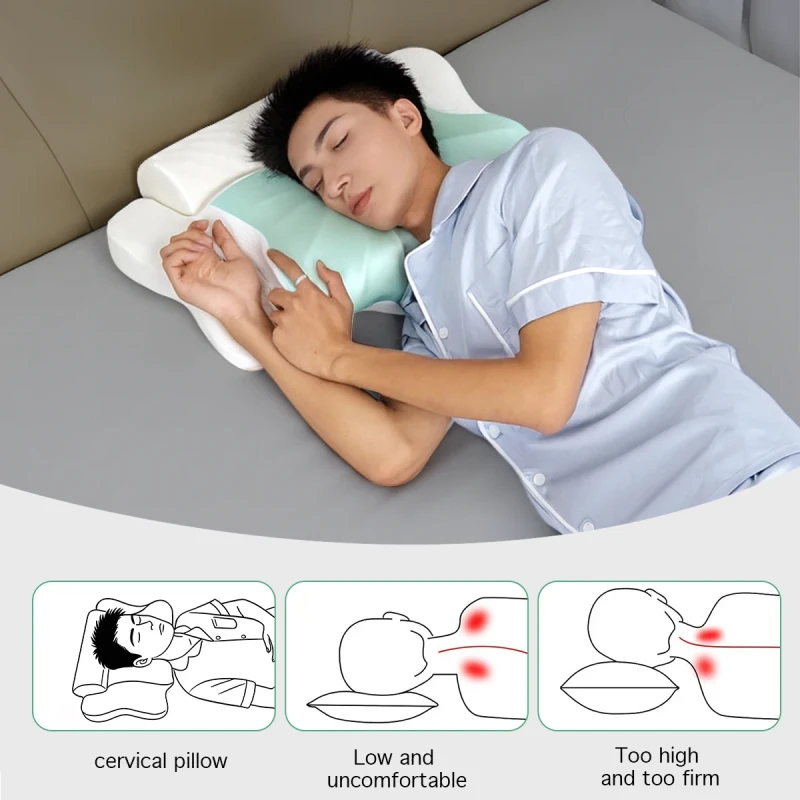 Custom-Modern-Ergonomic-Cervical-Pillow-with-Memory-Foam-Anti-Snore-Folded-Design-Polyester-Fabric