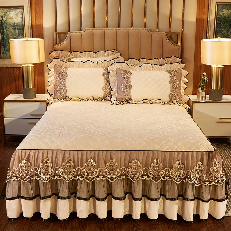 Custom-Modern-Home-Luxury-Lace-Bed-Bedding-Skirt-Cover-European-style-Cotton-Filling-Bed-Skirt