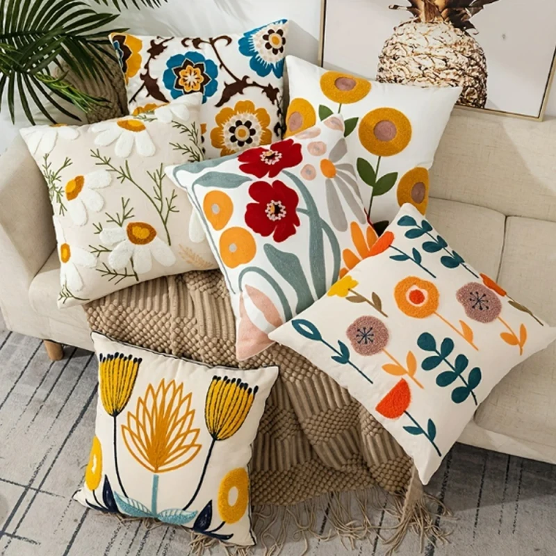 Custom-Modern-Printed-Embroidered-Floral-Cotton-Sofa-Decorative-Throw-Pillow-Cover