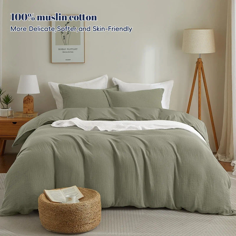 Custom-Muslin-Cotton-Bedding-Set-Soft-and-Breathable-Duvet-Cover-with-Two-Pillowcases-for-Home-and-Hotel