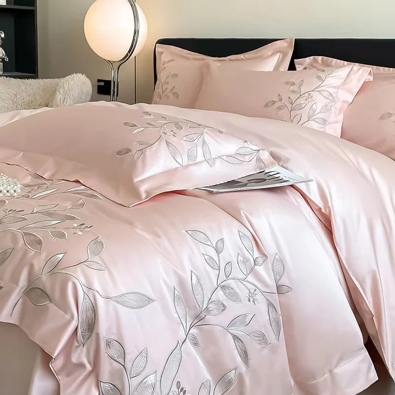 Custom-OEM-ODM-Organic-Cotton-Embroidery-Bedding-Set-Skin-Friendly-Breathable-Durable-for-Hotel-Homestay-Bedroom