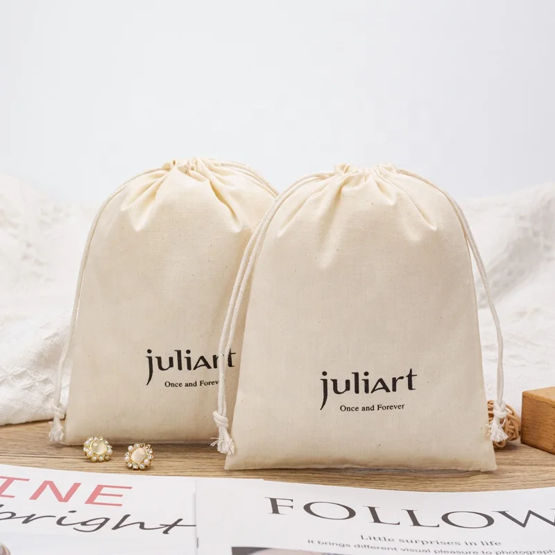 Custom-Organic-Cotton-Drawstring-Pouch-Bag-Recyclable-Storage-Party-Favor-Gift-Bag-Jewelry-Pillow-Cookware-Bedding-Packaging