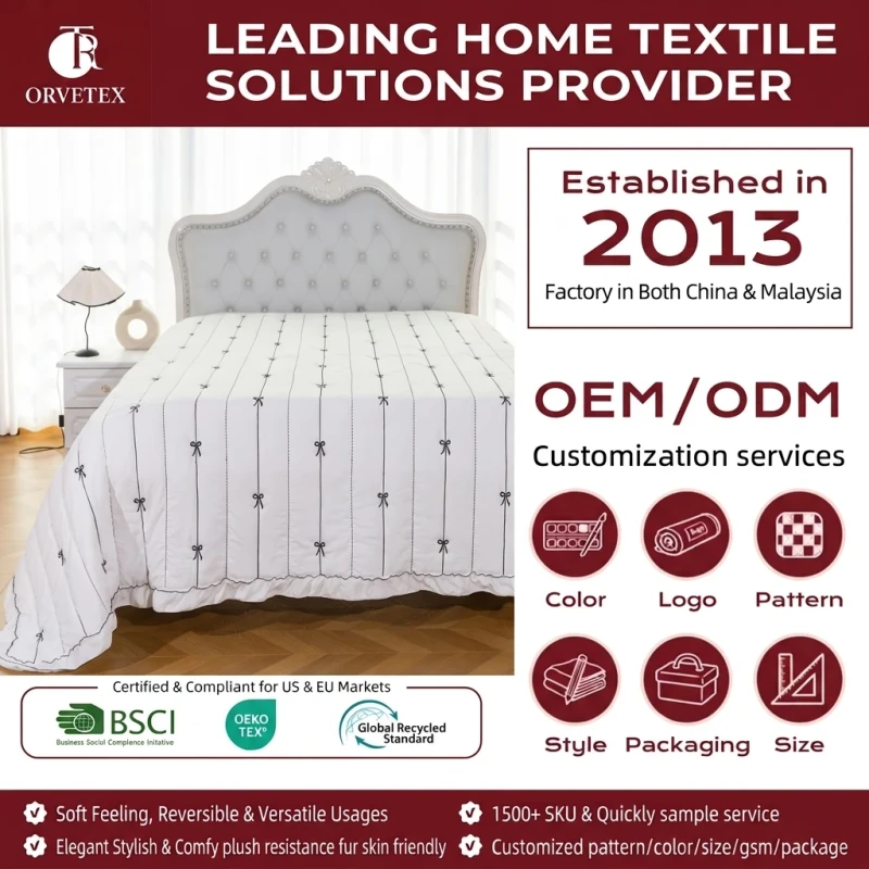 Custom-Peach-Quilt-White-All-season-Quilt-100-Polyester-Comforters-For-Home-Bedroom-Bed-Using
