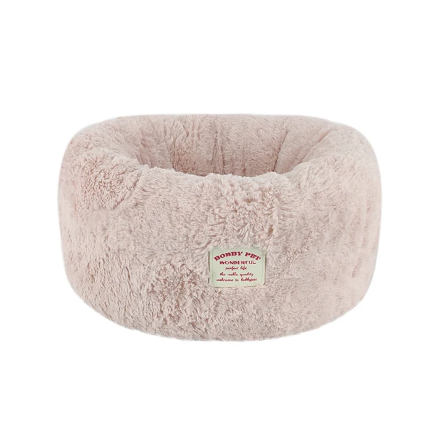 Custom-Pet-Plush-Bed-Modern-Donut-Cat-Bed-Linen-Leather-Fleece-Fiber-Plastic-Calming-Cat-Small-Medium-Large