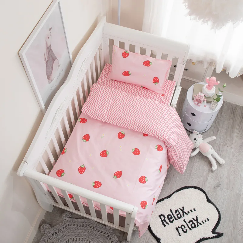 Custom-Pink-Sweet-Cartoon-Printed-Cotton-Soft-Baby-Crib-Bedding-Set-for-Baby-Girls